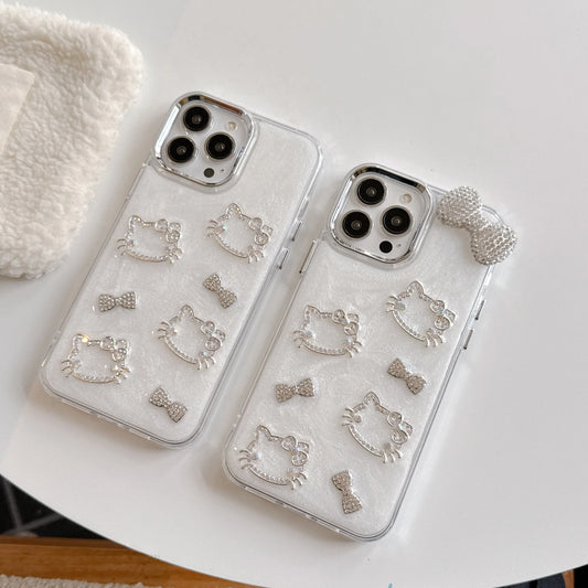 Hello Kitty Pink Diamond Bow Cute Stand Phone Case For iPhone 16 15 14 12 13 11 Pro Max XR XS MAX 7 8 PLUS MINI Y2K