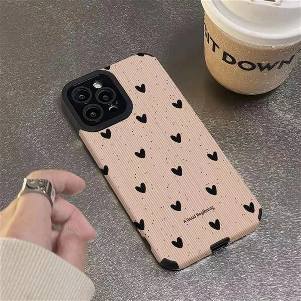Fashion Little Love Heart Phone Case For iPhone 14 13 15 Pro Max 8 7 Plus X XS XR 11 12 Mini SE Soft Silicone Leather Full Cover