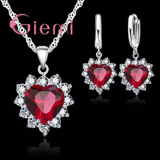 Love Heart Crystal Pendant Necklace