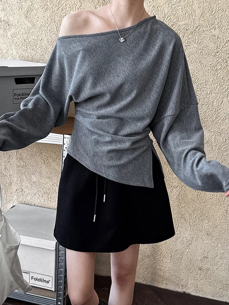 Irregular Pleated Sweatshirt