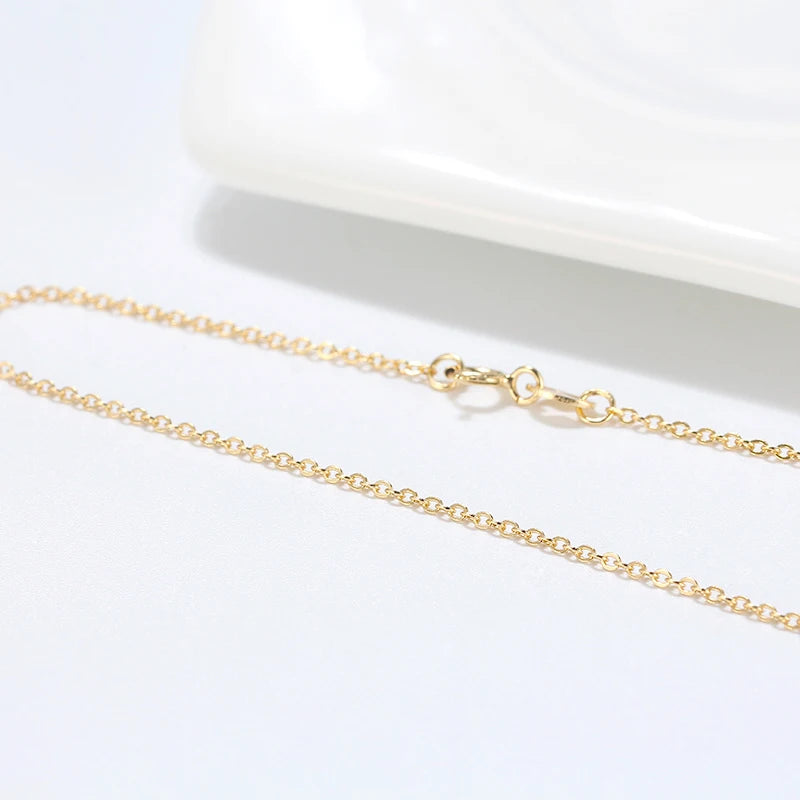 14K Gold Genuine 925 Sterling Silver 1.0mm Chain Necklace