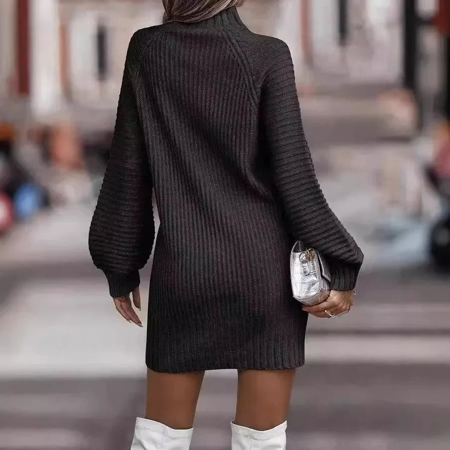 High Neck Sweater Dress