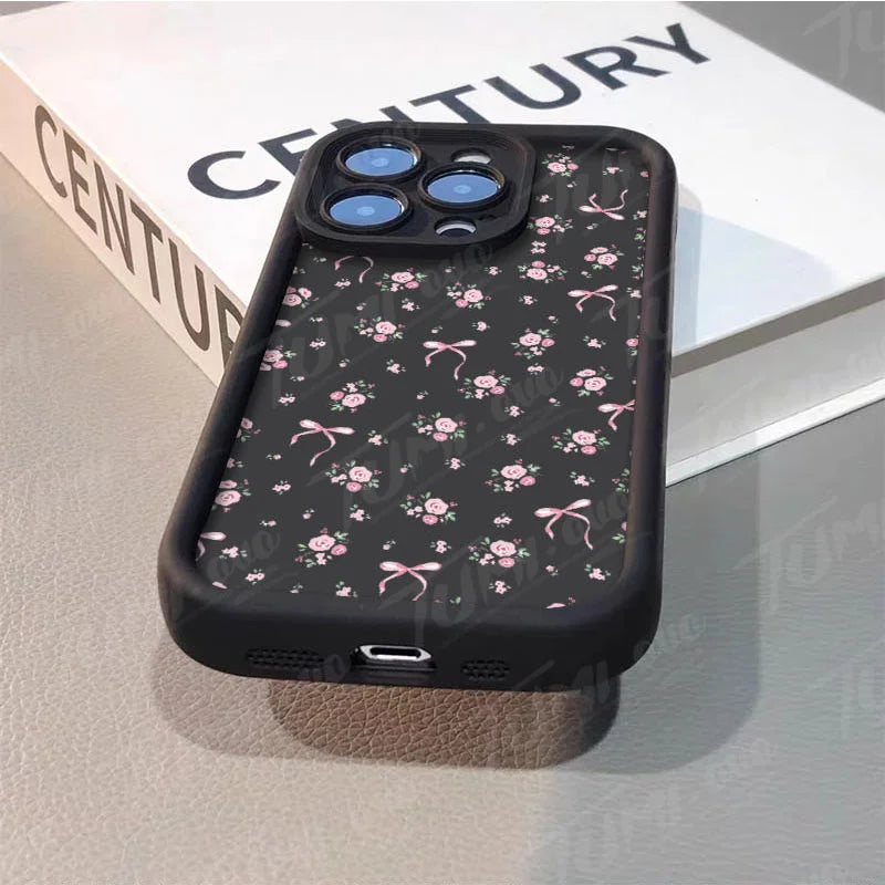Rose Flower Bowknot Silicone Phone Case for Xiaomi Redmi Note 13 12 Pro Plus 12S 12C 13C Matte Back Cover