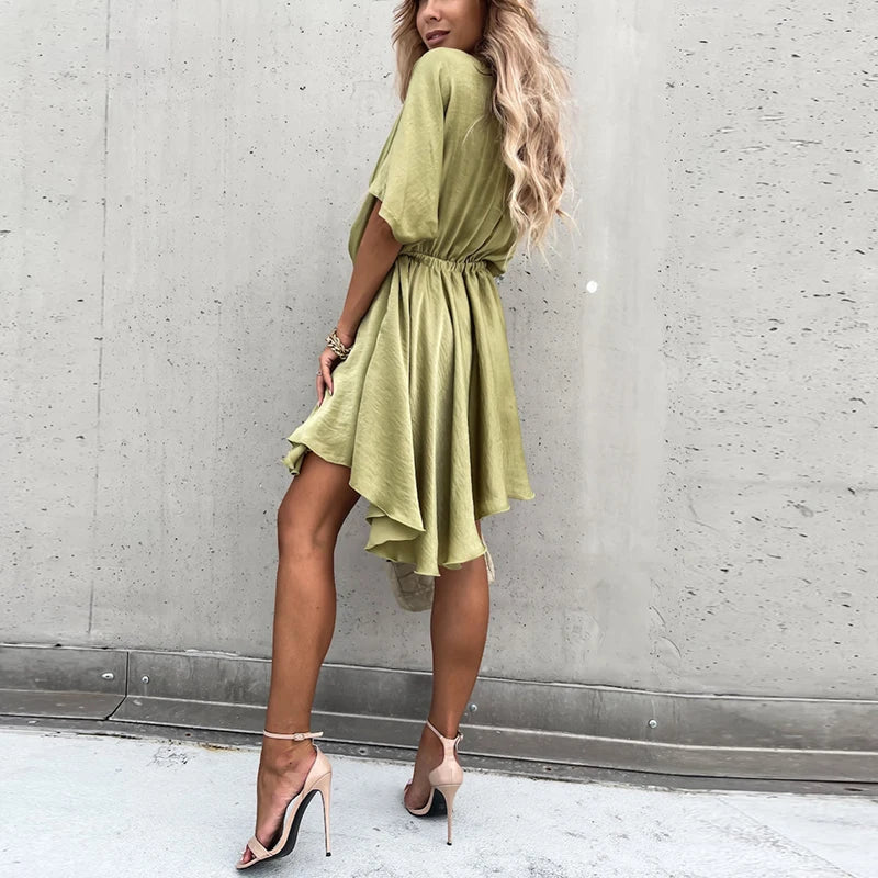 V Neck Mini Dress