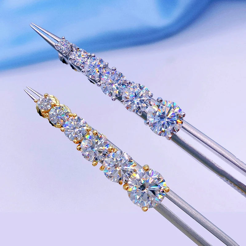 Real 0.1-3CT Test Passed Moissanite Diamond Stud Earrings for Women S925 Silver Platinum Plated