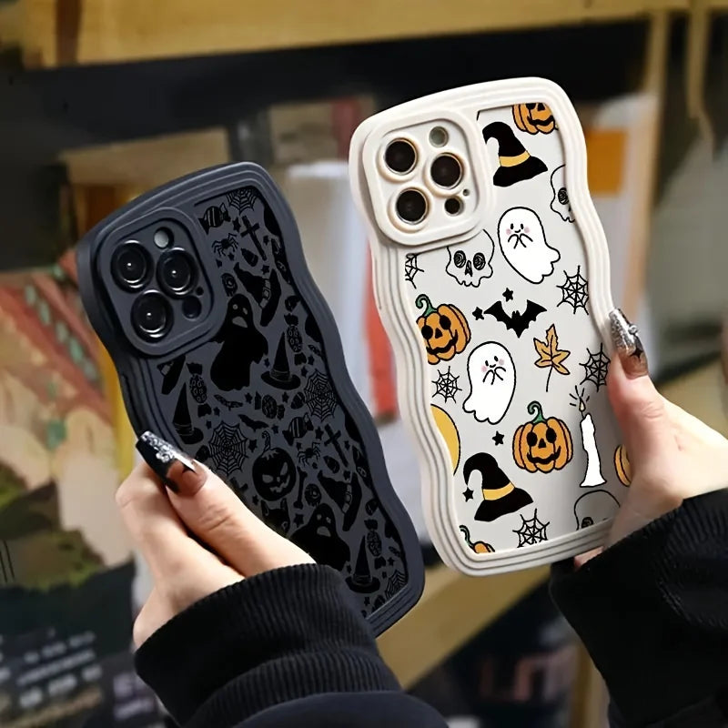 2-piece set of exquisite Halloween phone cases, suitable for iPhone 11, 12, 13, 14, 15, 16, 17 Pro Max plus, soft all-inclusive