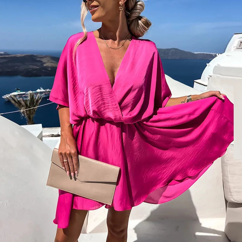 V Neck Mini Dress