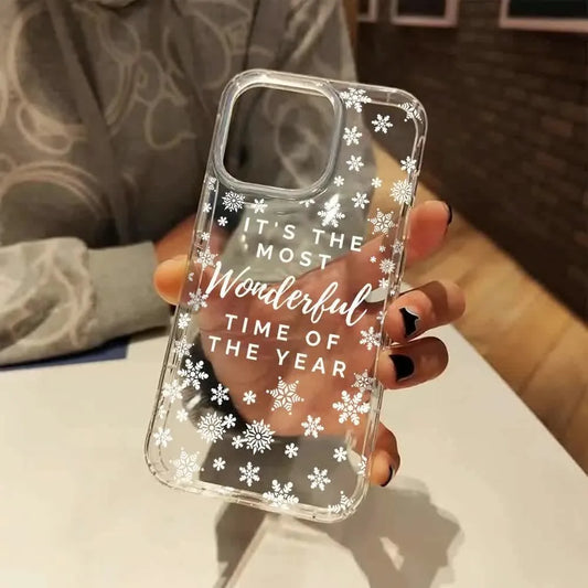 Christmas Cute Snowflakes Aesthetic Clear Phone Case Cover for iPhone 17 16 11 12 13 14 15 Pro Max XR XS X 7 8 Plus 17 Air Cases