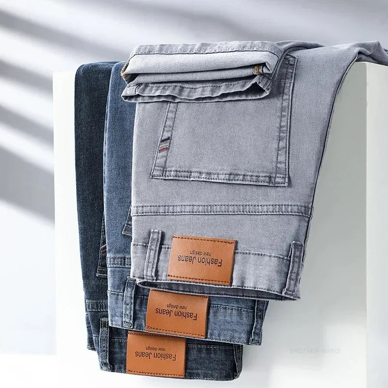 Straight Stretch Cotton Denim Jeans