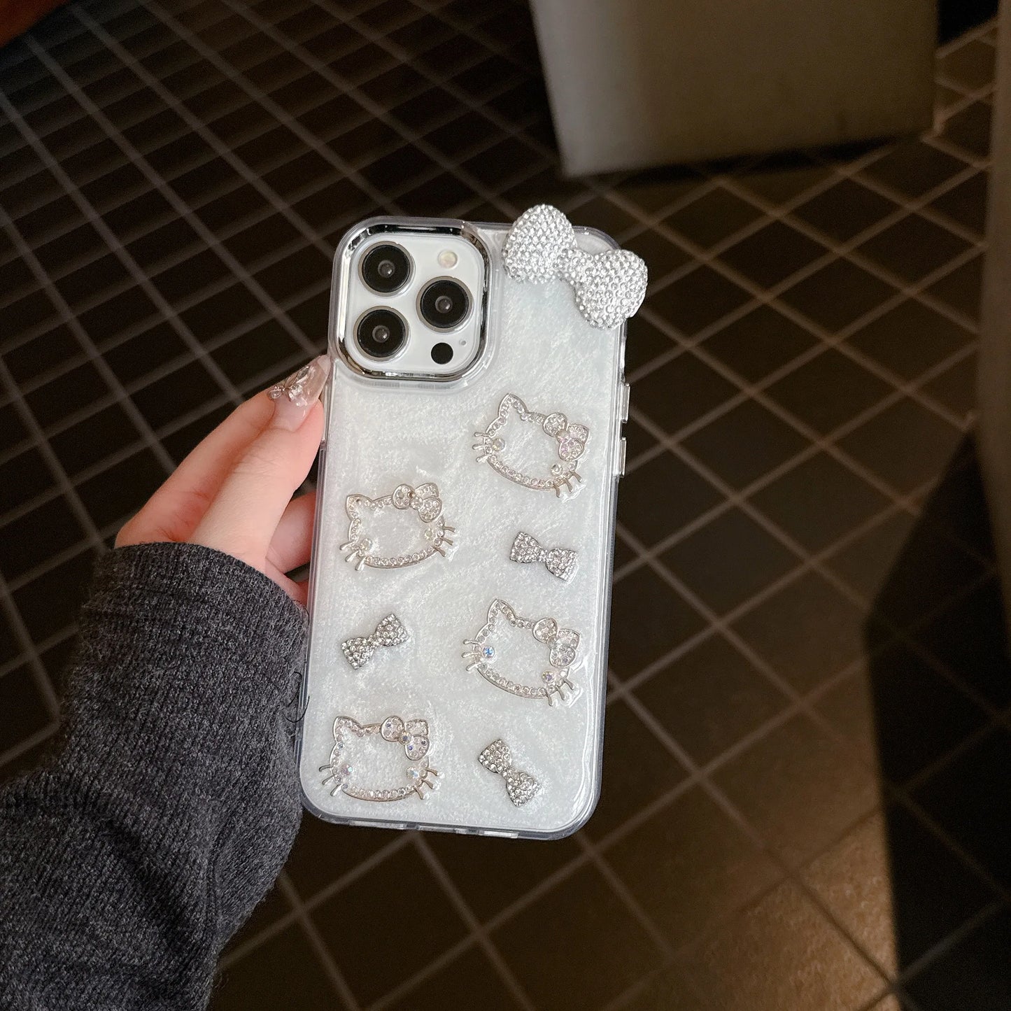 Hello Kitty Pink Diamond Bow Cute Stand Phone Case For iPhone 16 15 14 12 13 11 Pro Max XR XS MAX 7 8 PLUS MINI Y2K