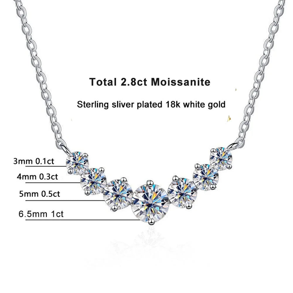 Moissanite Necklace 925 Sterling Sliver Plated 18k White Gold Necklace