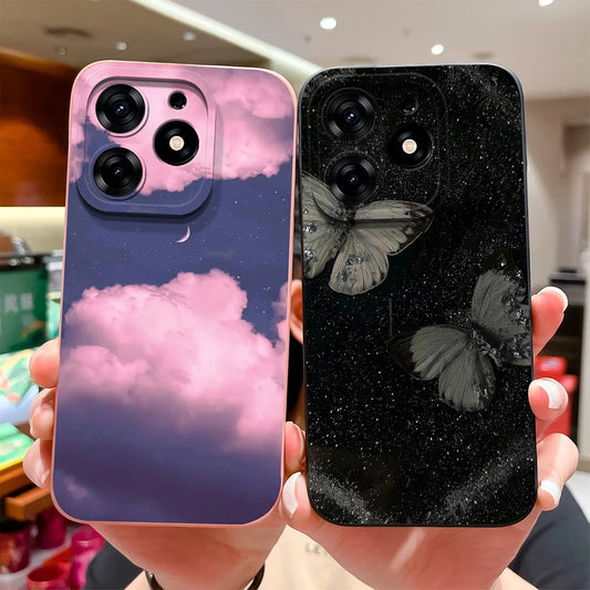 Case For Tecno Spark 10 Pro Pink Cloud Butterfly Liquid Shockproof Fashion Silicone Phone Cover For tecno spark 10 pro Funda