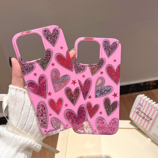 Rose Red Girl Sparkling Pink Love Suitable For iPhone 15 Case 16 14 13 Pro Max Protective Cover