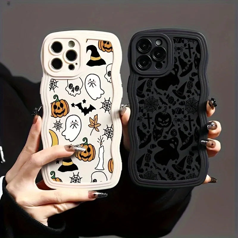 2-piece set of exquisite Halloween phone cases, suitable for iPhone 11, 12, 13, 14, 15, 16, 17 Pro Max plus, soft all-inclusive