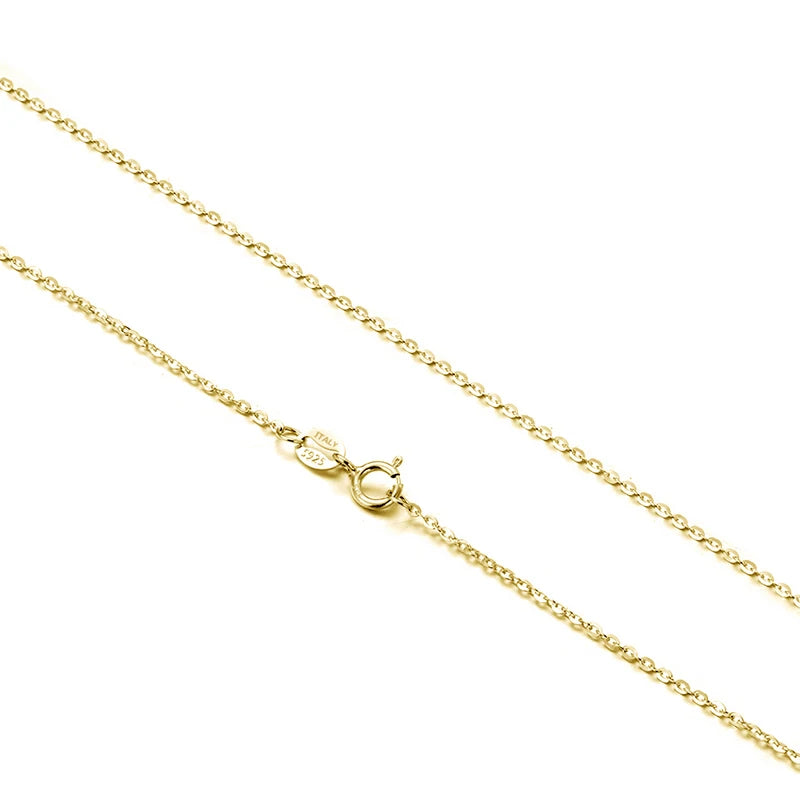 14K Gold Genuine 925 Sterling Silver 1.0mm Chain Necklace